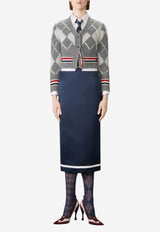 Thom Browne Argyle Intarsia Knit Cropped Cardigan Gray FKC679AY1029_982