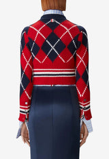 Thom Browne Argyle Intarsia Knit Cropped Cardigan Red FKC679BY1029_960