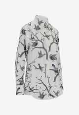 Thom Browne Engineered Bird Toile Print Silk Shirt White FLL005AF1048_100