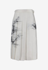 Thom Browne Bird Toile Midi Pleated Skirt White FGC400AF1047_100
