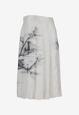 Thom Browne Bird Toile Midi Pleated Skirt White FGC400AF1047_100