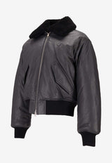 AMI PARIS Zipped Leather Jacket Gray HJK857LH0044_020