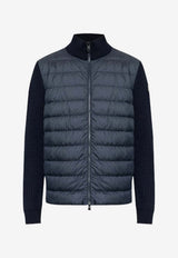 Moncler Logo-Patched Ribbed Cardigan Blue L10919B00003M1131_776