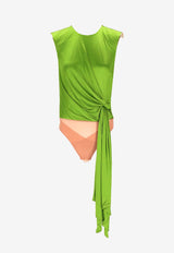 Elisabetta Franchi Draped V-neck Top Green BO02061E2_EV3