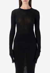 Rick Owens Long-Sleeved Ribbed T-shirt Black RP01F6209RC_09