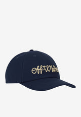 Off-White Logo Embroidered Baseball Cap Navy OWLA018F25FAB007_4C19