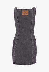 Marine Serre Moon Laser Denim Mini Dress Gray WDR403ACDEN0006_GR90