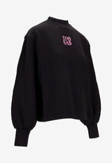 Palm Angels Logo Print Crewneck Sweatshirt Black PWBA05CF25FLE003_1030