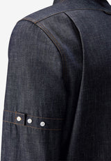 Thom Browne Long-Sleeved Denim Shirt with Armbands Navy MWL435SF1105_415