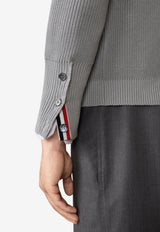 Thom Browne Garment Dyed 4-bar Stripes Cardigan Gray MKC635AY3065_055