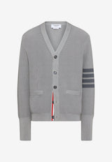 Thom Browne Garment Dyed 4-bar Stripes Cardigan Gray MKC635AY3065_055