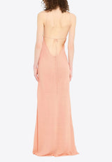 Alanui Mermaid Inside Halterneck Maxi Dress Pink LWHI062R26KNI001_3C3C