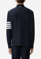 Thom Browne Textured Piqué Long-Sleeve Polo T-shirt Navy MJP234AJ0248_415