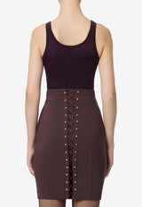 Elisabetta Franchi Ribbed Tank Top Purple TK58S56E2_EA4