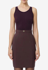 Elisabetta Franchi Ribbed Tank Top Purple TK58S56E2_EA4
