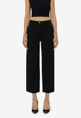 Elisabetta Franchi Logo Patch Straight-Leg Jeans Black PJ04D56E2_110