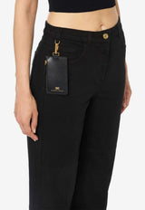 Elisabetta Franchi Logo Patch Straight-Leg Jeans Black PJ04D56E2_110