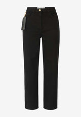 Elisabetta Franchi Logo Patch Straight-Leg Jeans Black PJ04D56E2_110