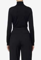 Elisabetta Franchi High-Neck Ribbed Top Black MK23S56E2_110
