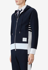 Thom Browne Loopback 4-bar Stripes Zip-Up Hoodie Navy MJT517A03037_415