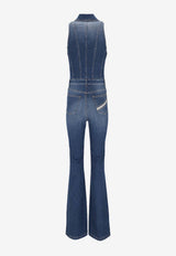 Elisabetta Franchi Zip-Up Washed Jumpsuit Blue TJ43D61E2_139