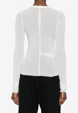 Rick Owens Long-Sleeved Ribbed T-shirt White RP01F6209RC_11