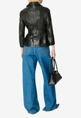 Marine Serre Moon Leather Jacket Black WJA071ACLEA0071_BK99