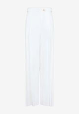 Linen-Blend Tailored Pants