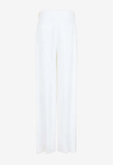 Linen-Blend Tailored Pants