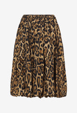 Leopard Print A-line Midi Skirt