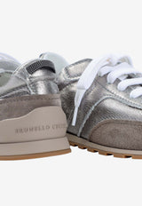 Leather Low-Top Sneakers with Monili