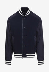 Logo Patch Paneled Bomber Jacket