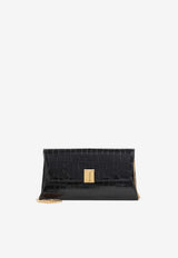 Nobile Croc-Embossed Leather Clutch