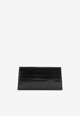 Nobile Croc-Embossed Leather Clutch