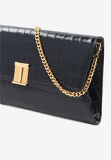 Nobile Croc-Embossed Leather Clutch