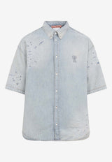 Distressed Overwashed Denim Shirt