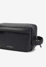 Logo Stamped Calf Leather Toiletry Pouch