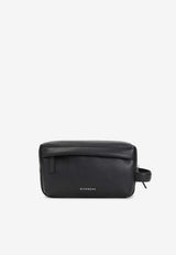 Logo Stamped Calf Leather Toiletry Pouch