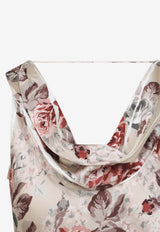 Draped Floral-Print Midi Dress