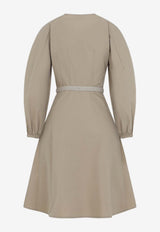 Poplin Dress with Fixed-Tie Belt