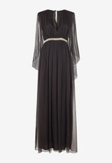 Silk Maxi Dress with Belt