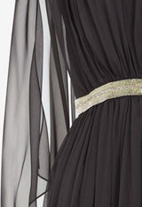 Silk Maxi Dress with Belt