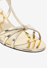 65 Metallic Leather Cage Sandals