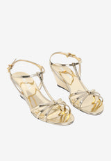 65 Metallic Leather Cage Sandals