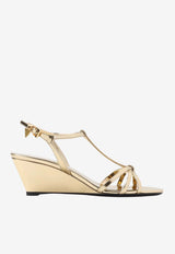 65 Metallic Leather Cage Sandals