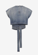 Belted Cropped Denim Top