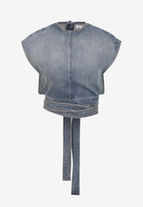 Belted Cropped Denim Top
