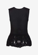 Perforated Peplum Top