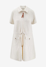 Moncler Zip-Up Bouclé Mini Dress White L10938I0001289BBV034_White_56807532