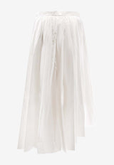 Self-Portrait Asymmetric Gathered Midi Skirt White AC26033MSKWWHITE_White_42176760